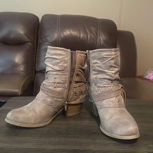 Brown faux leather booties